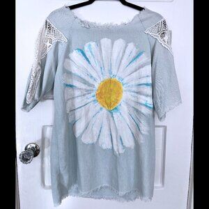 Hippie sunflower Chambray Shirt Dress